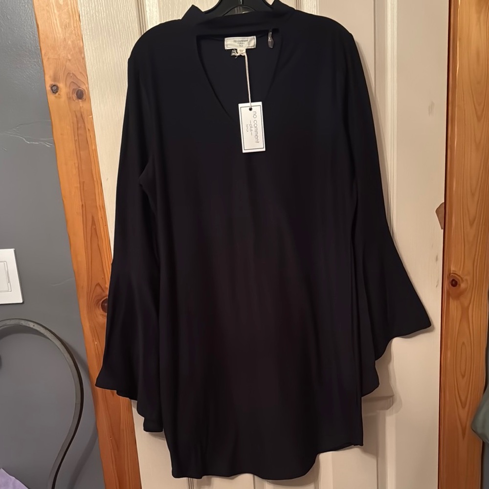 Black Oversized Tunic Dress with Long Sleeves